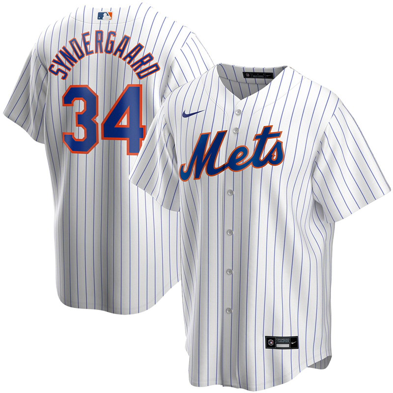 2020 MLB Men New York Mets #34 Noah Syndergaard Nike White Home 2020 Replica Player Jersey 2->new york mets->MLB Jersey